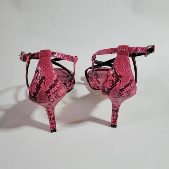 Jessica Simpson pink python embossed heeled sandals 8.5 nwt - Picture 4 of 4